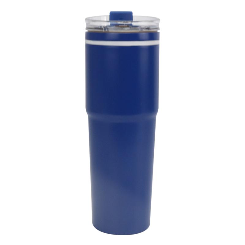 Vaso de coche con cubierta deslizante azul de gran capacidad de 750 ml con posavasos