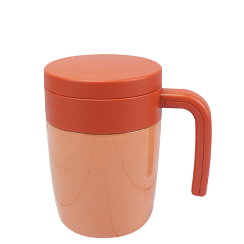 Taza con mango antideslizante con revestimiento de acero inoxidable 304 de 400 ml y colador de té