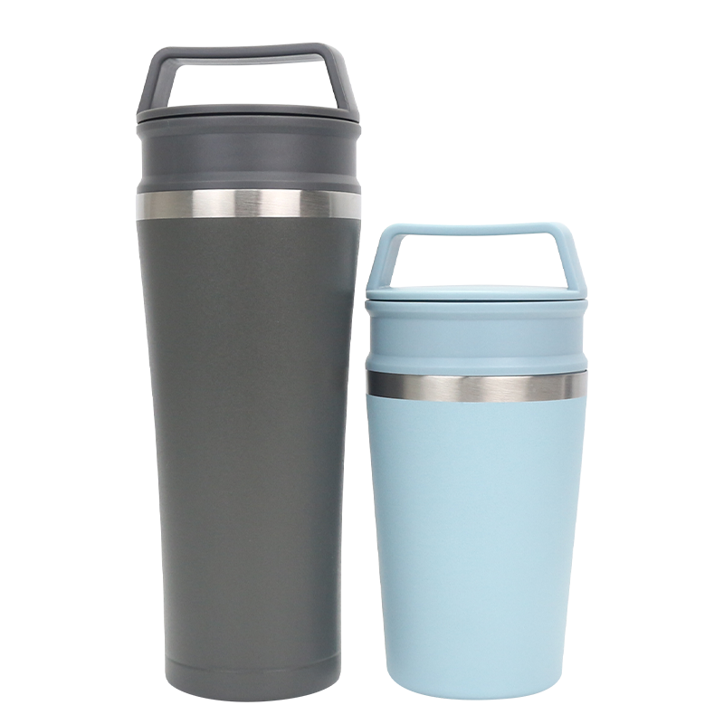 320ml/450ml 304 Textura espiral de acero inoxidable taza de café esmerilado con mango resistente