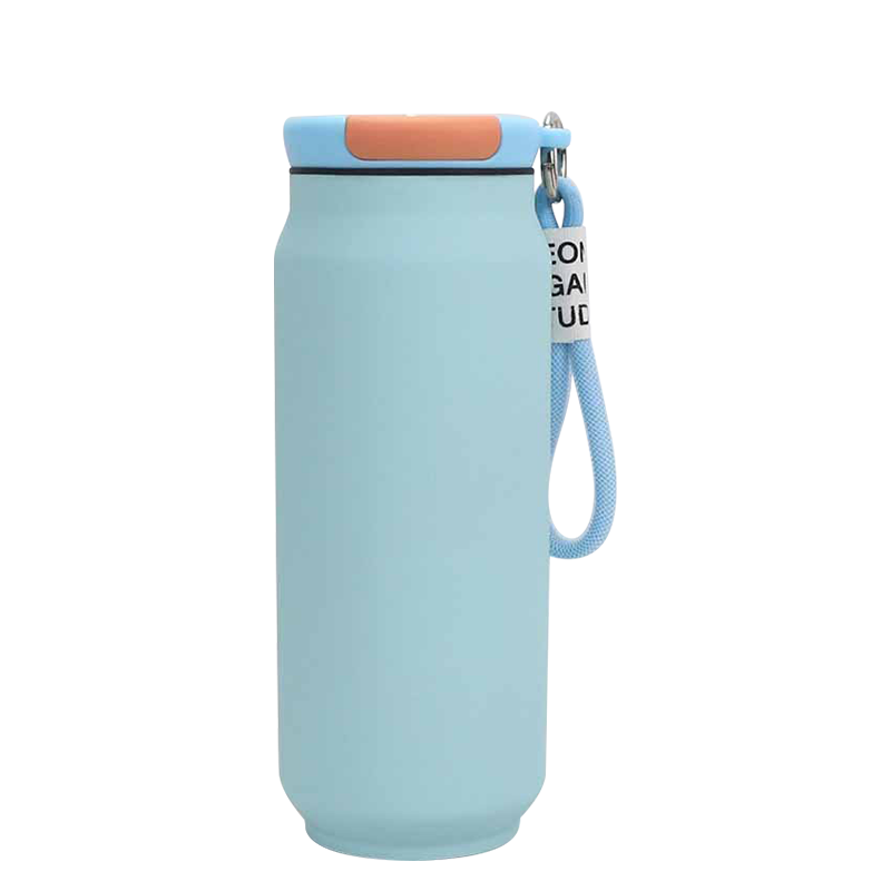 Termos de vacío en forma de lata de acero inoxidable de 500 ml con cuerda de mango