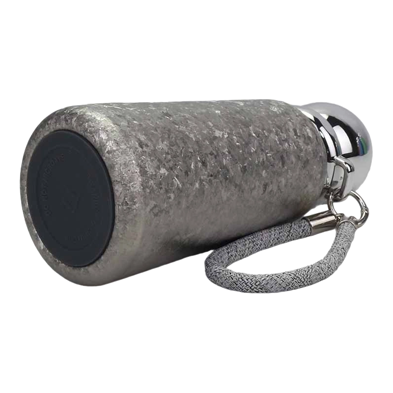 Taza de titanio con mango trenzado de 360 ​​ml y tapa de espejo esférico