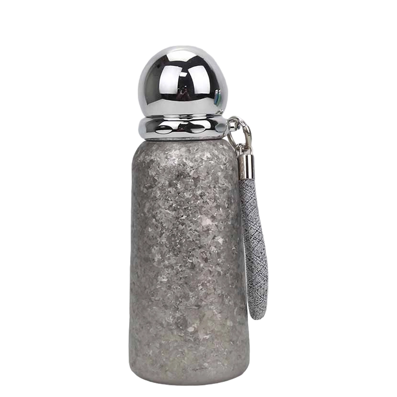 Taza de titanio con mango trenzado de 360 ​​ml y tapa de espejo esférico