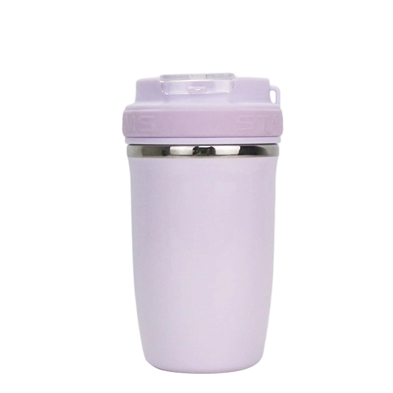 Taza de café de acero inoxidable con aislamiento al vacío, color morado Taro, 450 ml